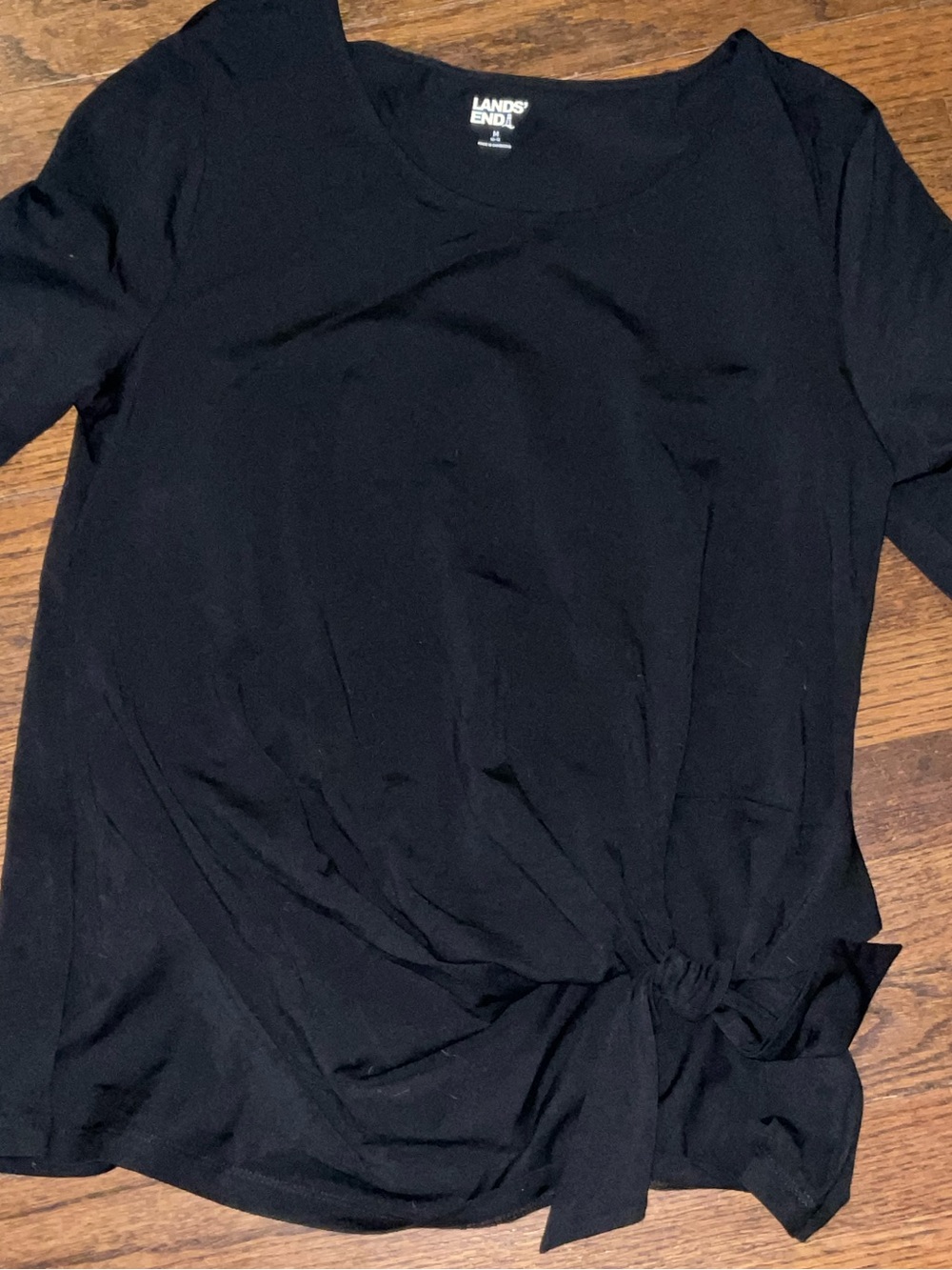Lands' End Black Top with Side Knot NWOT